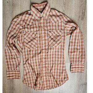 Vintage Levi's 1980 Brown plaid Western Snap Button long sleeve shirt